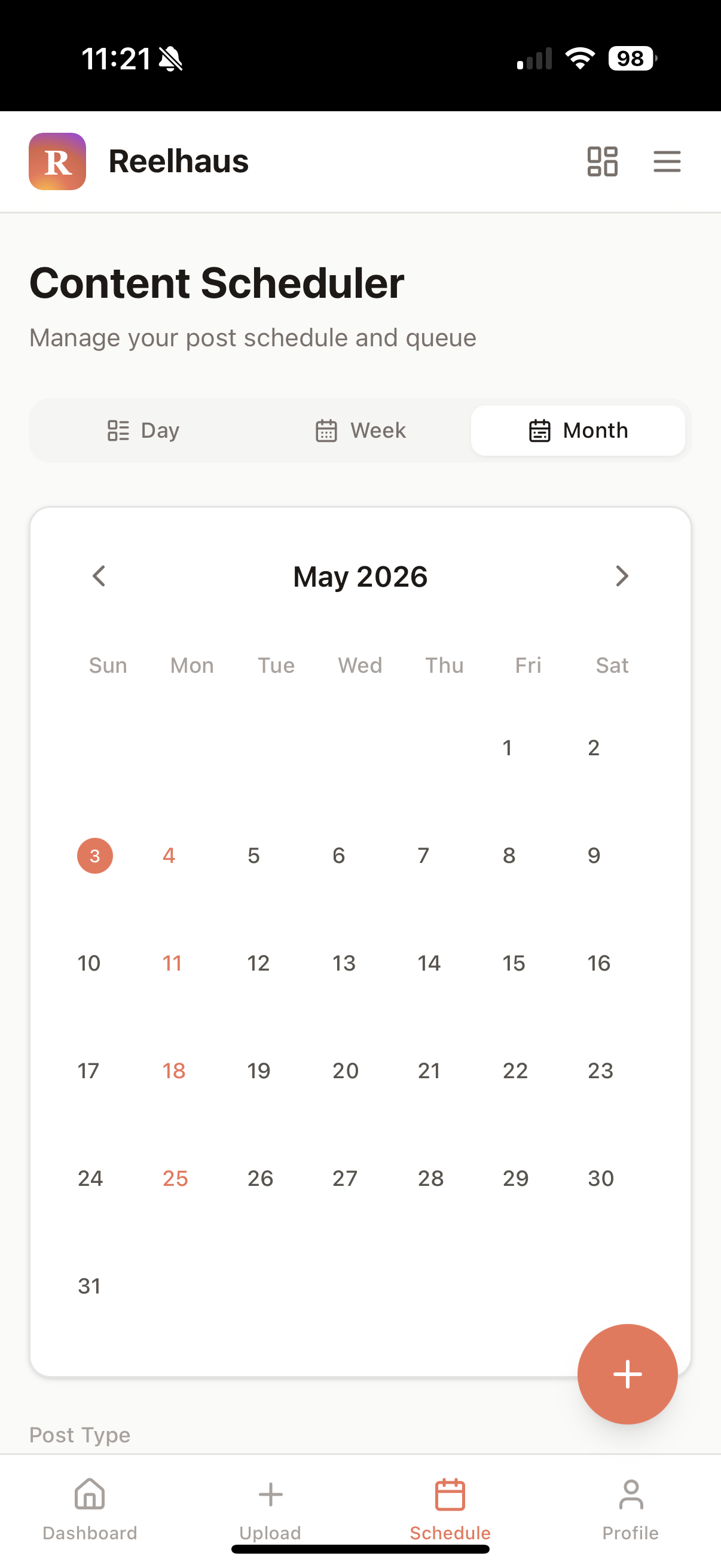 Reelhaus — content scheduler calendar