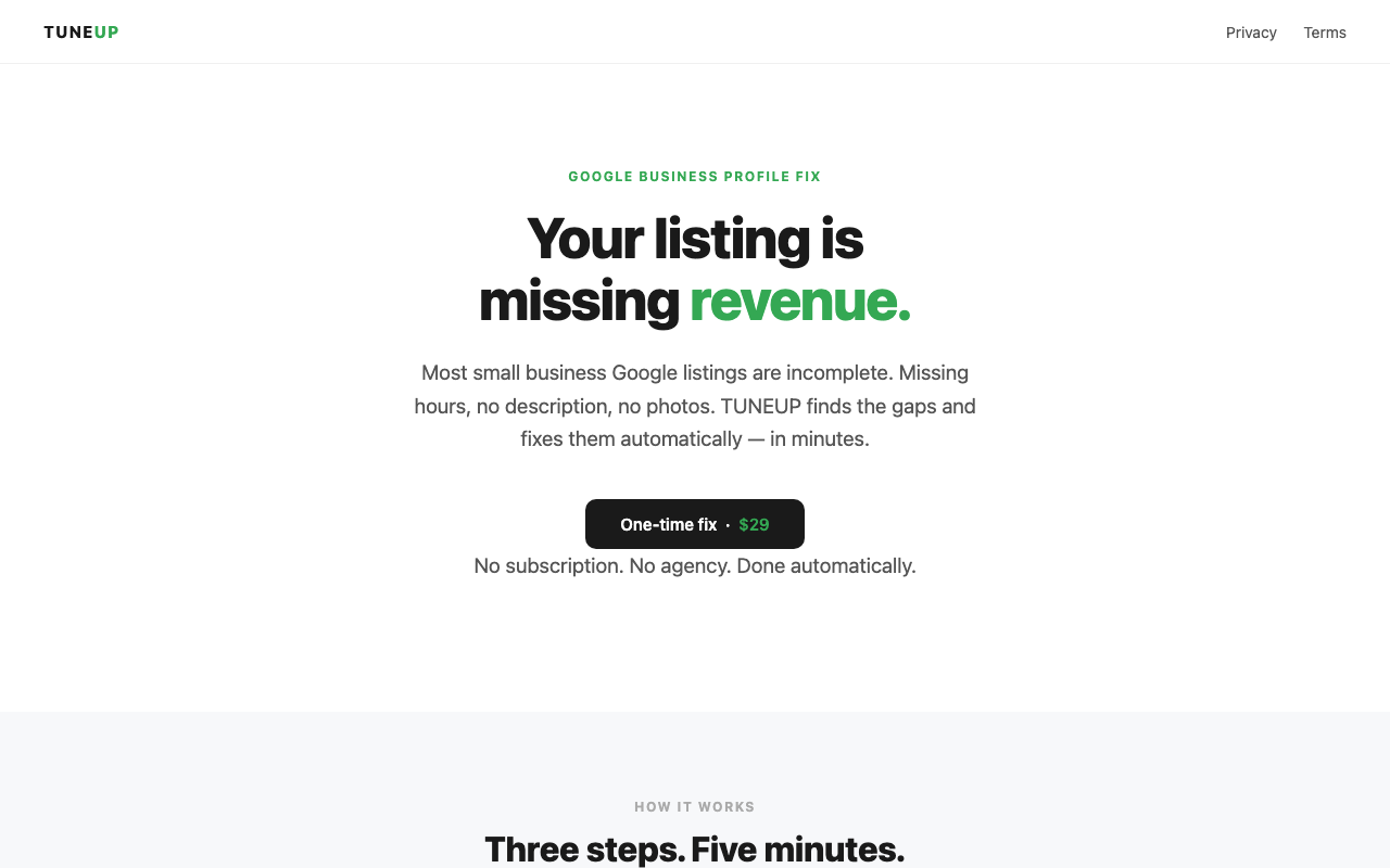 TUNEUP — hero: your listing is missing revenue